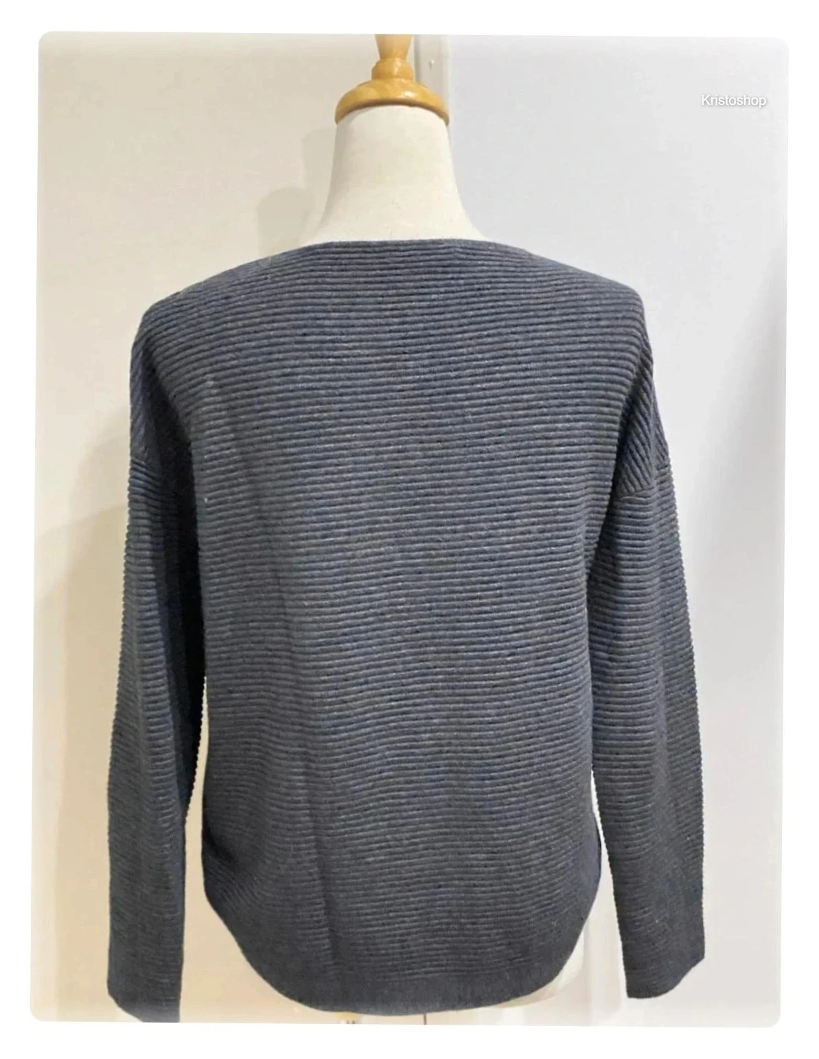 Bonobo round neck crew neck ribbed long sleeve grey sweatshirt Size S – photo 6